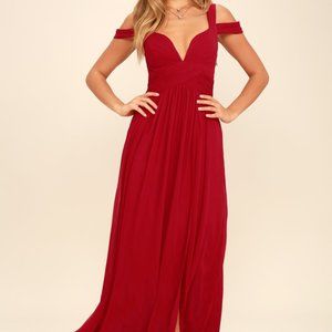 Ocean of Elegance Wine Red Maxi Dress